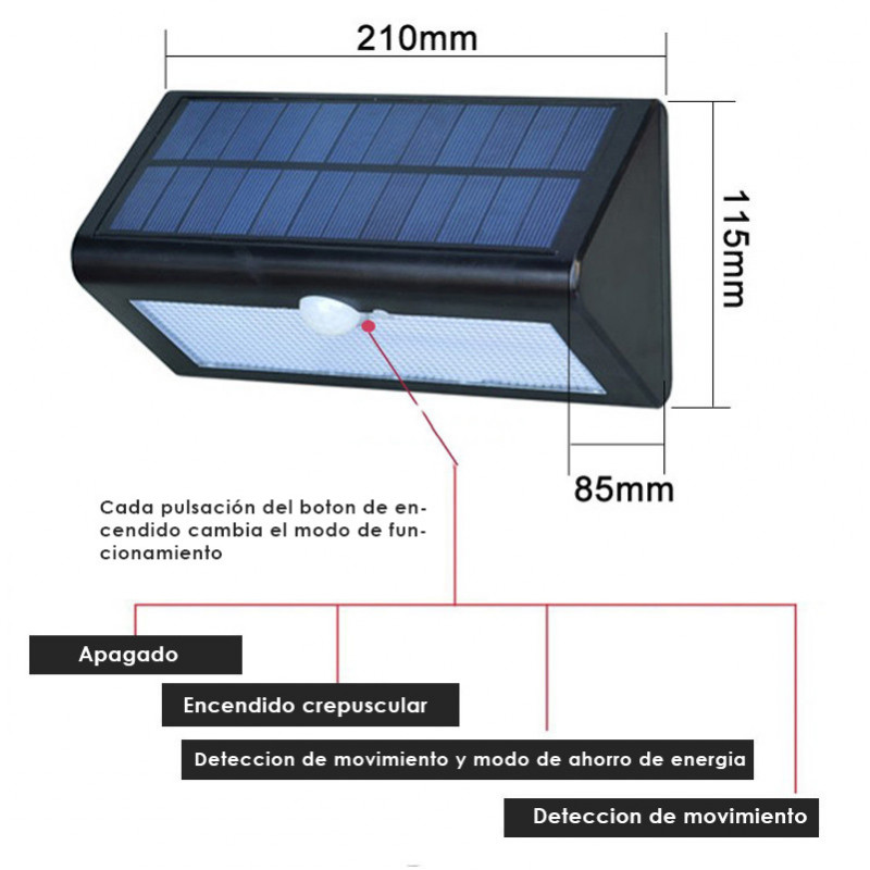 Appliquer LED solaire avec détecteur de présence 5W