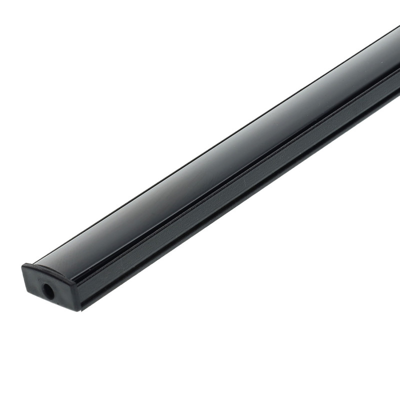 Perfil rectangular aluminio tira led 2 m, color negro