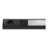 LED under cabinet light 9W Schuko socket & USB A+C - black