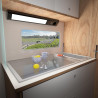LED under cabinet light 9W Schuko socket & USB A+C - black