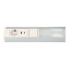 Candeeiro LED sob o armário 9W Schuko e tomada USB A+C