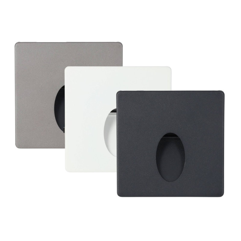 Baliza LED Exterior 3W Encastrável Parede Quadrado Oval Branco, Preto e Cinzento