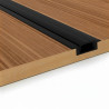 Perfil rectangular aluminio tira led 2m con pestañas negro
