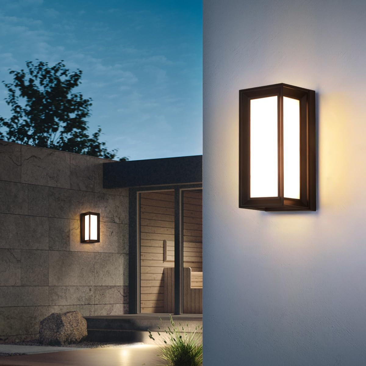 Applique rectangulaire noire E27 IP54