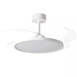 Ventilador de teto branco com pás retráteis e luz LED 3CCT com controlo remoto