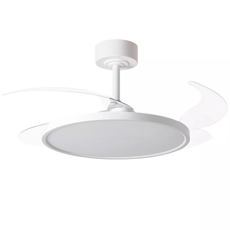 Ventilador blanco de techo con aspas retráctiles luz LED 3CCT control remoto