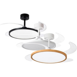 Ventilador de teto com pás retráteis e luz LED 3CCT com controlo remoto