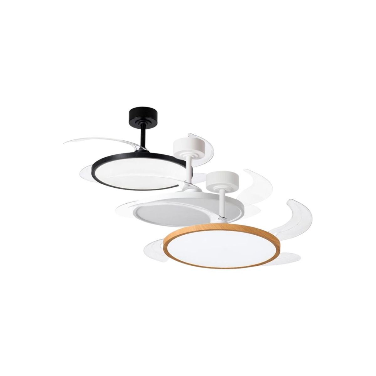 Ventilador de techo con aspas retráctiles luz LED 3CCT control remoto