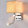 APLIQUE PARED E27 + LUZ LECTURA + USB