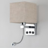 APLIQUE PARED E27 + LUZ LECTURA + USB