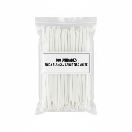 Bag of 100 white Cable Ties 4,8x300mm