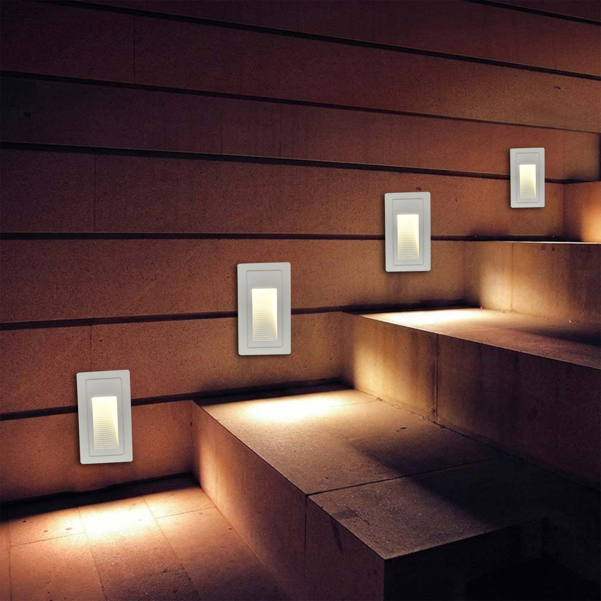 Outdoor Recessed Vertical LED Step Light 3W 57x103mm white
