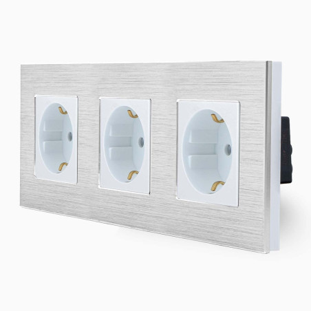 Brushed Aluminium Frame 3 Gang Crystal Series