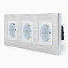 Brushed Aluminium Frame 3 Gang Crystal Series