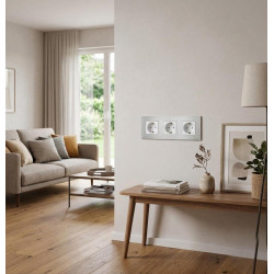 Marco Aluminio Cepillado 3 Mecanismo Serie Cristal