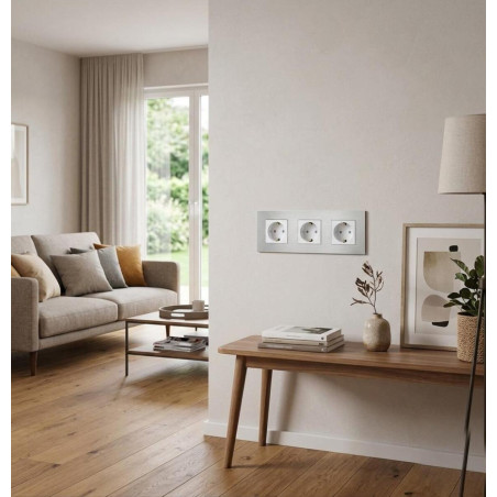 Brushed Aluminium Frame 3 Gang