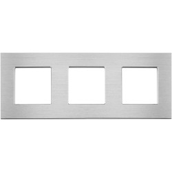 Brushed Aluminium Frame 3 Gang grey