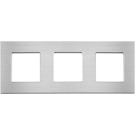 Brushed Aluminium Frame 3 Gang grey