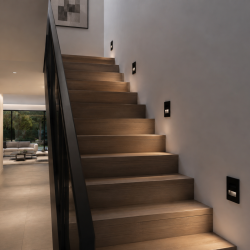Baliza LED 1.5W Empotrable Pared Negro IP20