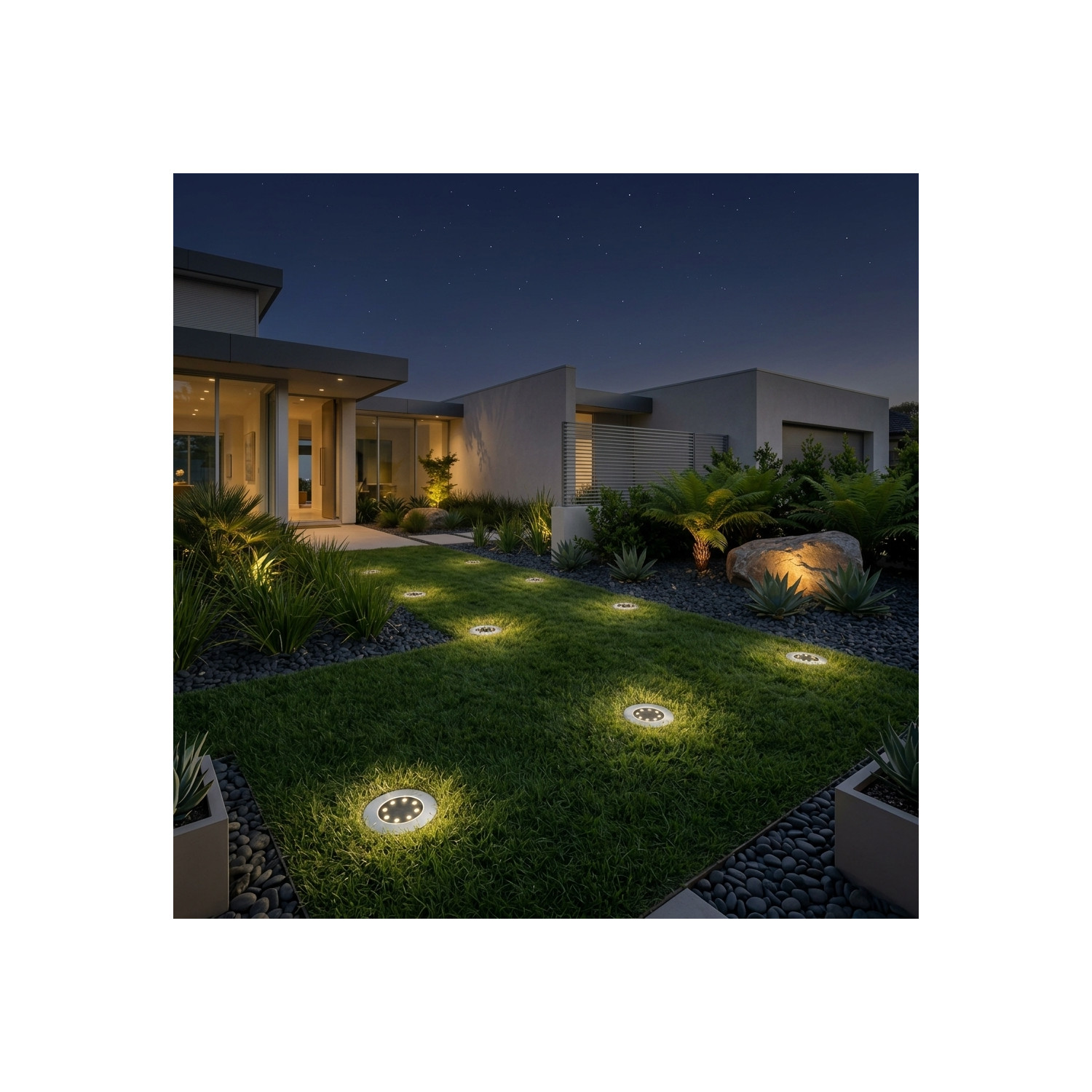 Baliza Solar LED de suelo con pincho 8 LEDs IP44