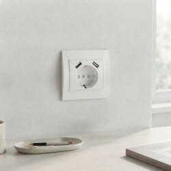 Schuko socket + double USB port PC series