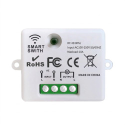 Récepteur RF 433 MHz 1 Canal 10A pour interrupteur sans fil