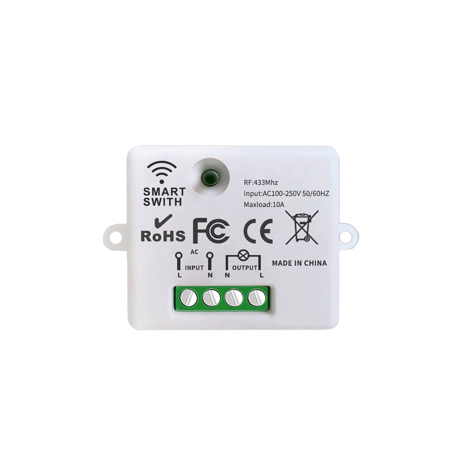 433 MHz 1 Channel 10A RF Receiver for Wireless Switch