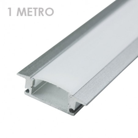 Perfil rectangular aluminio tira led 1 m con pestañas