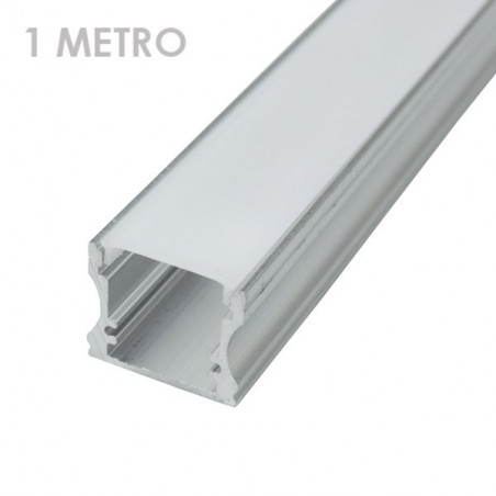 Perfil tira led alumínio retangular 1m 19 x 19 x 1,000 milímetros