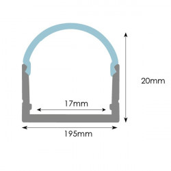 Profile for LED Strips - Rectangular, Aluminium, 20 x 21 x 1000mm