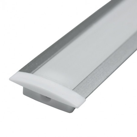 Perfil rectangular aluminio tira led 2 m con pestañas