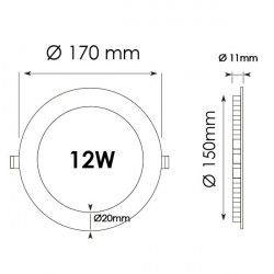 Dow. panel 12W redondo PLATA luz blanca