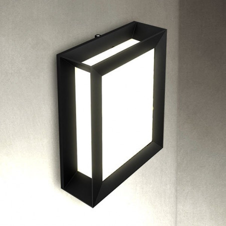 LED E27 square black wall lamp IP54