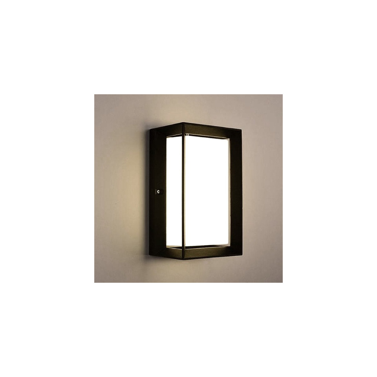 LED E27 square black wall lamp IP54