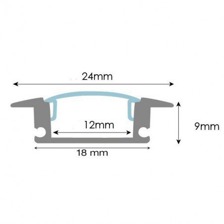 Profilé encastrable rectangulaire 1 m aluminium pour bandes LED
