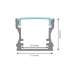 Profilé rectangulaire aluminium pour bande LED 17,5x14,5x1000 mm