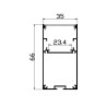 Profilé rectangulaire en aluminium, bande de leds 66 x 35 x 2000mm