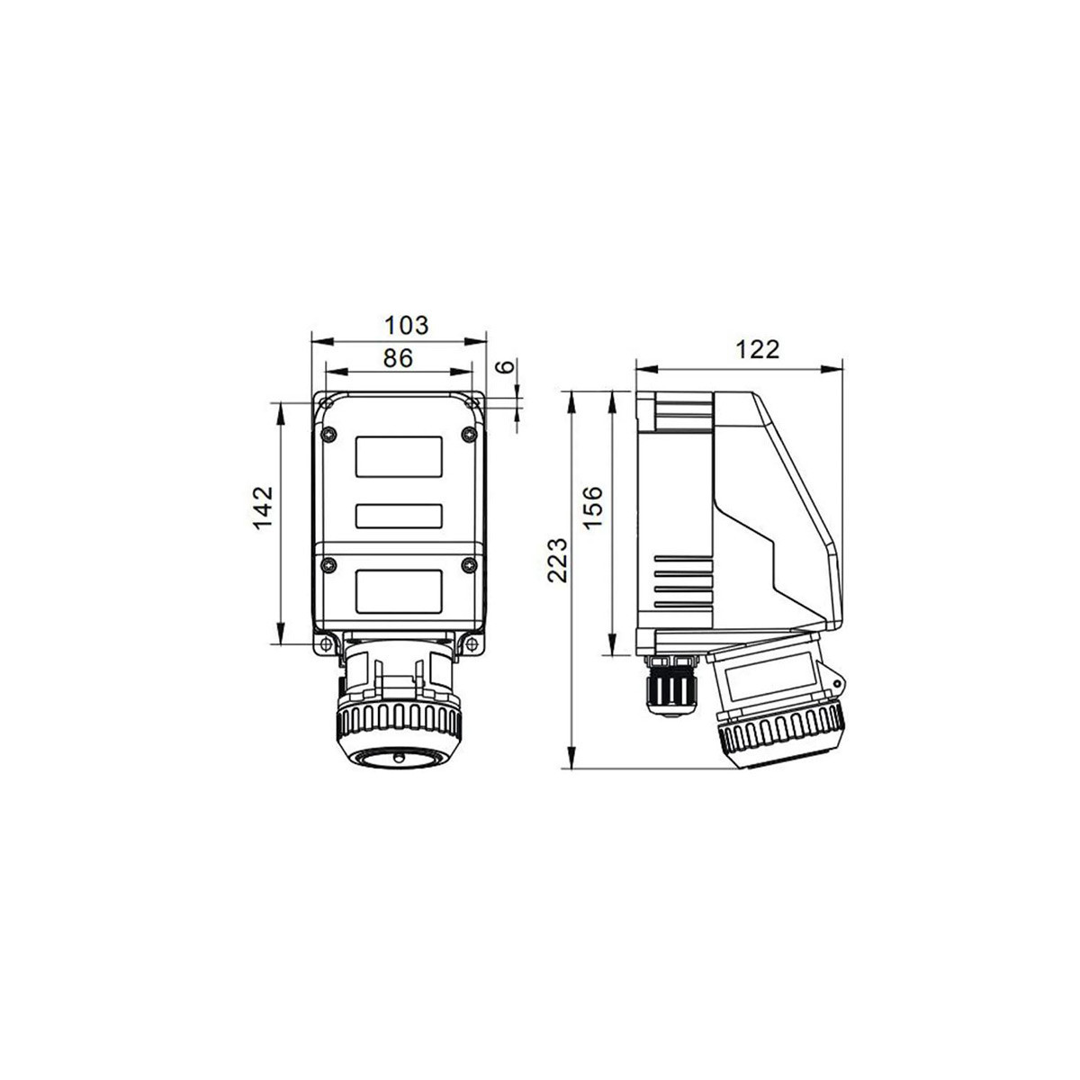 Wall socket ATEX 2P+T 16A IP66